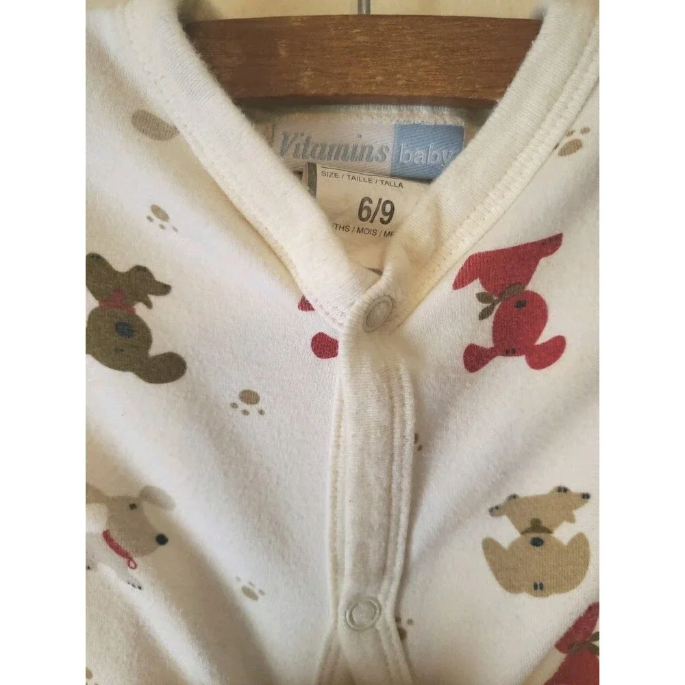 Vitamins Baby 6/9 Months Playful Puppies Footed Pajamas Y2K Vintage 2000s EUC